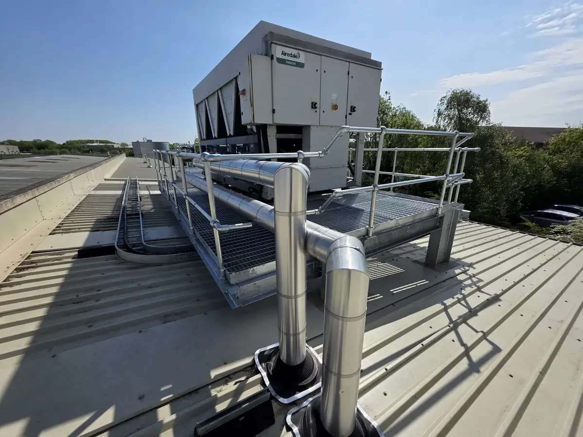 Roberts Bakery 2 Sisters Site compliant access walkway alternative view around existing AHU unit by Unitech Machinery