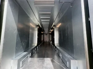 External plant unit and ventilation system mounted on the roof of the Vi Spring containerised box oven.