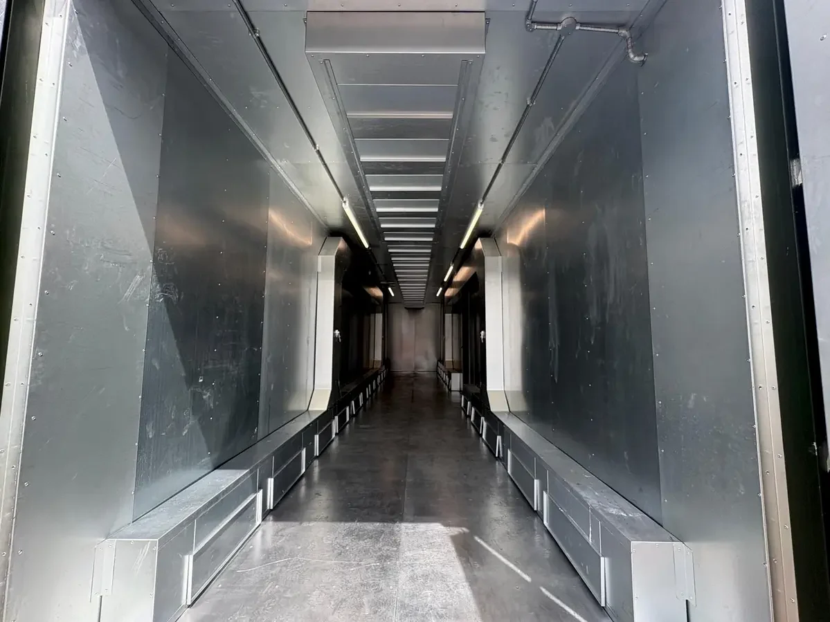 External plant unit and ventilation system mounted on the roof of the Vi Spring containerised box oven.