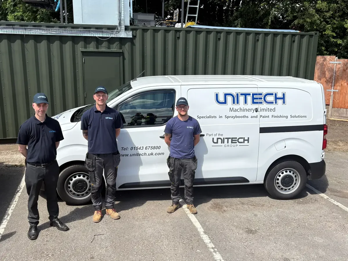 Professional engineers from Unitech Machinery providing expert spray booth servicing and maintenance contracts UK wide