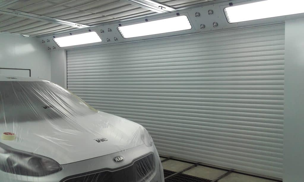 full downdraft spray booth with led lighting